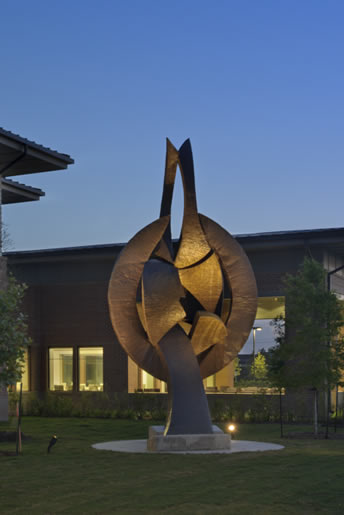 Menninger Clinic: The Vital Balance sculpture was moved from the Topeka campus when The Clinic relocated to Houston. Created by John Whitfield, the 21-foot tall, 3,000-pound abstract piece honors Dr. Karl Menninger's book of the same name.